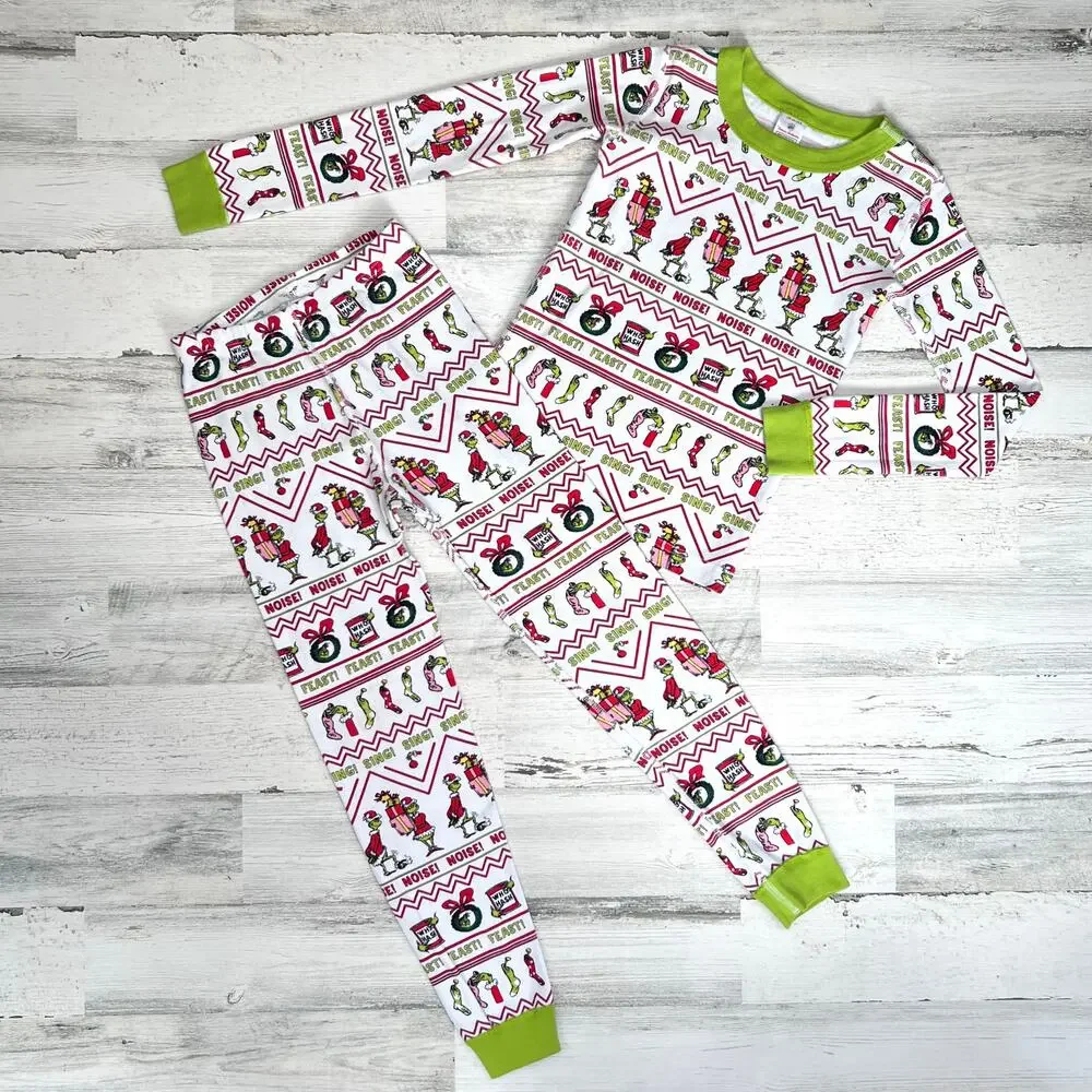 Hanna Andersson Pajama Set Size 8 Organic Cotton Grinch Christmas Unisex PJs